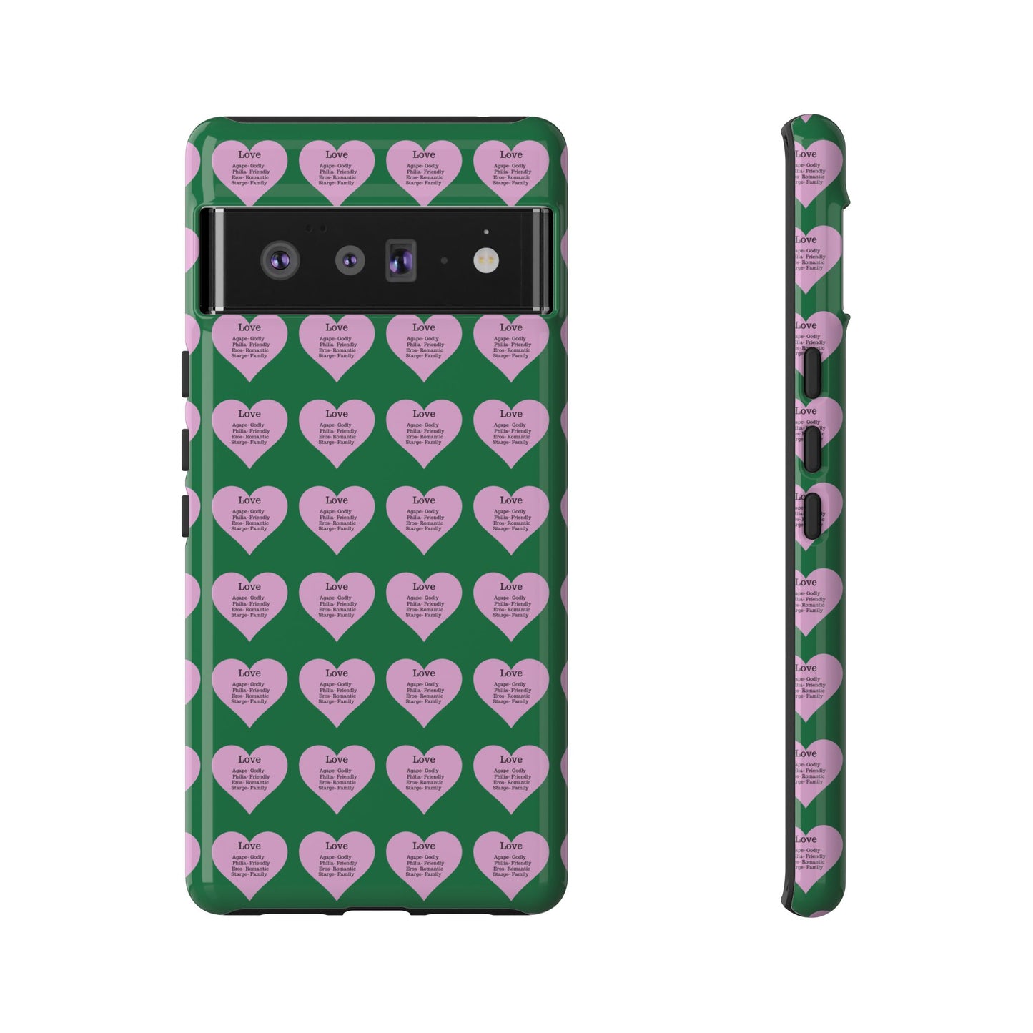 Hearts-A-Flutter Phone Case (iPhone, Google Pixel)(Dark green)