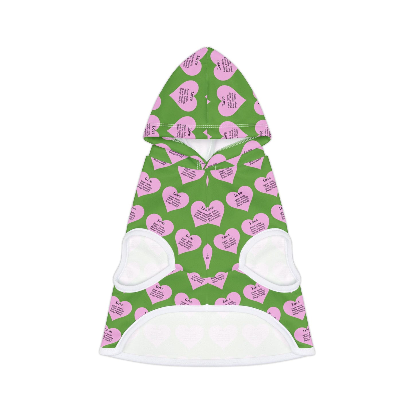 Charming Heart Pet Hoodie Pattern (Green)