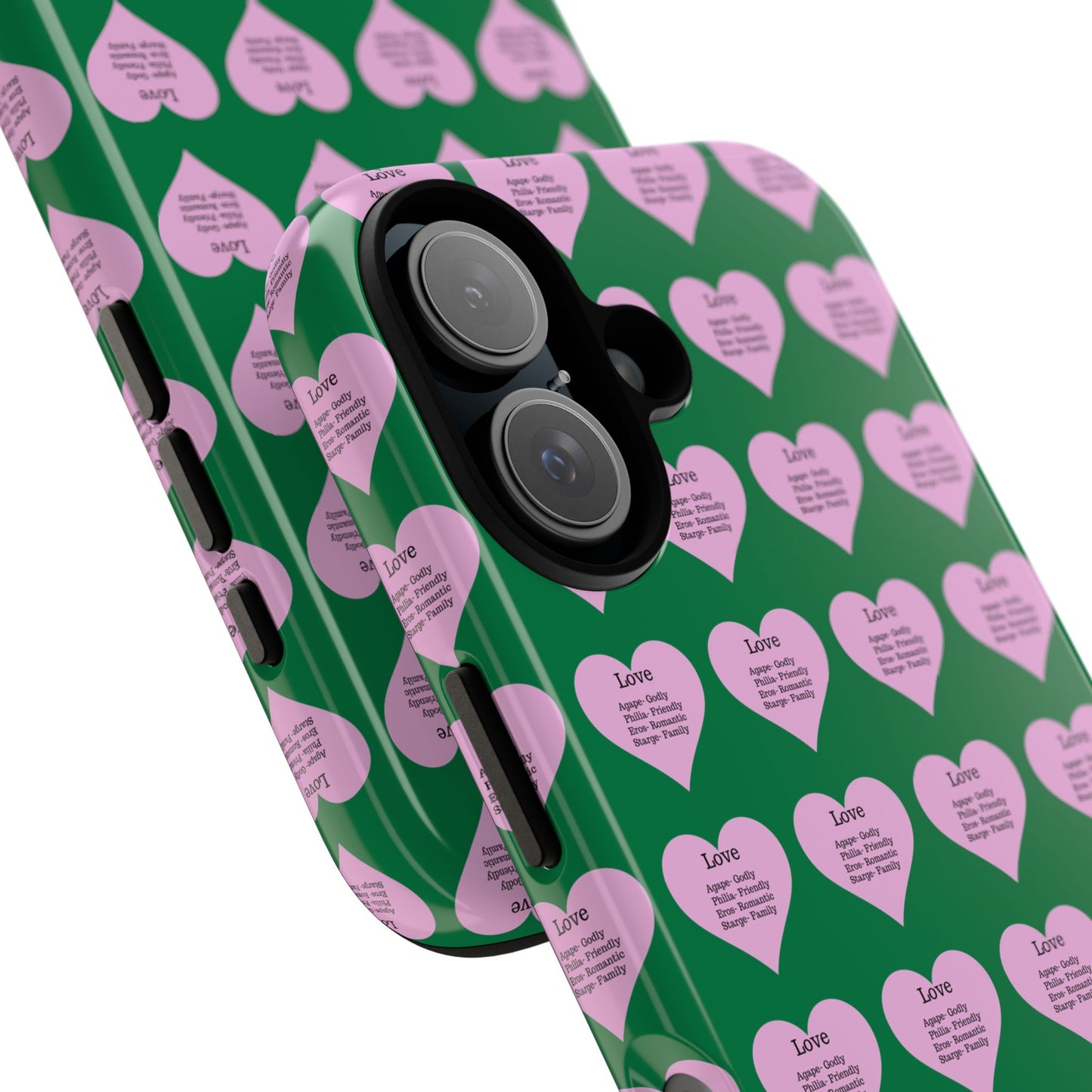 Hearts-A-Flutter Phone Case (iPhone, Google Pixel)(Dark green)