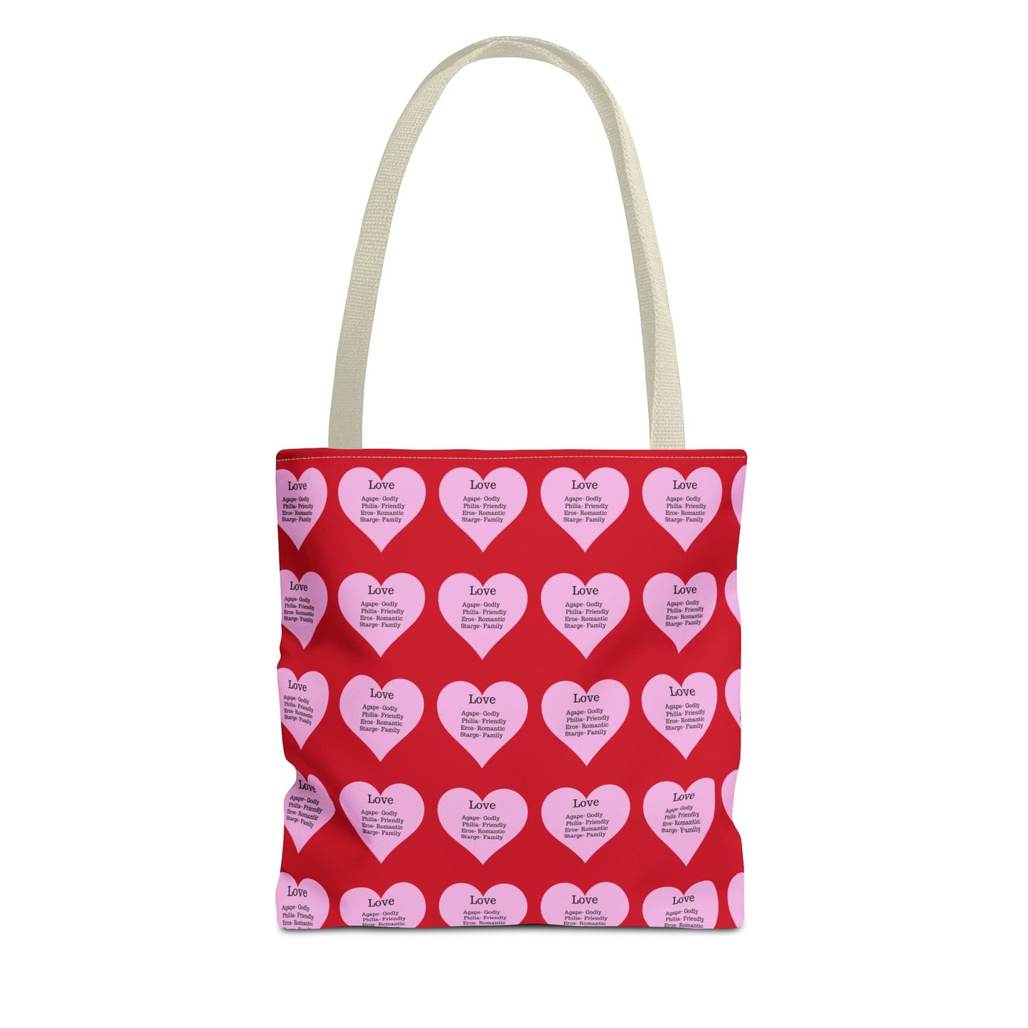 Pink Hearts Tote Bag (Dark red)