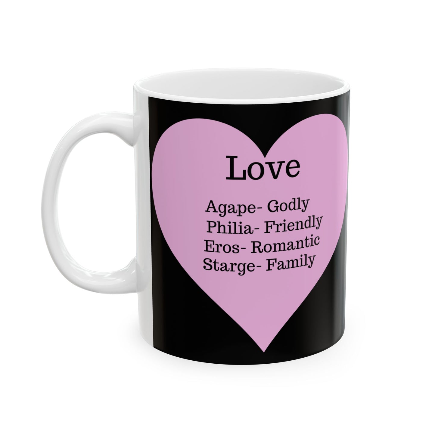 Charming Heart Ceramic Coffee Mug (Black)