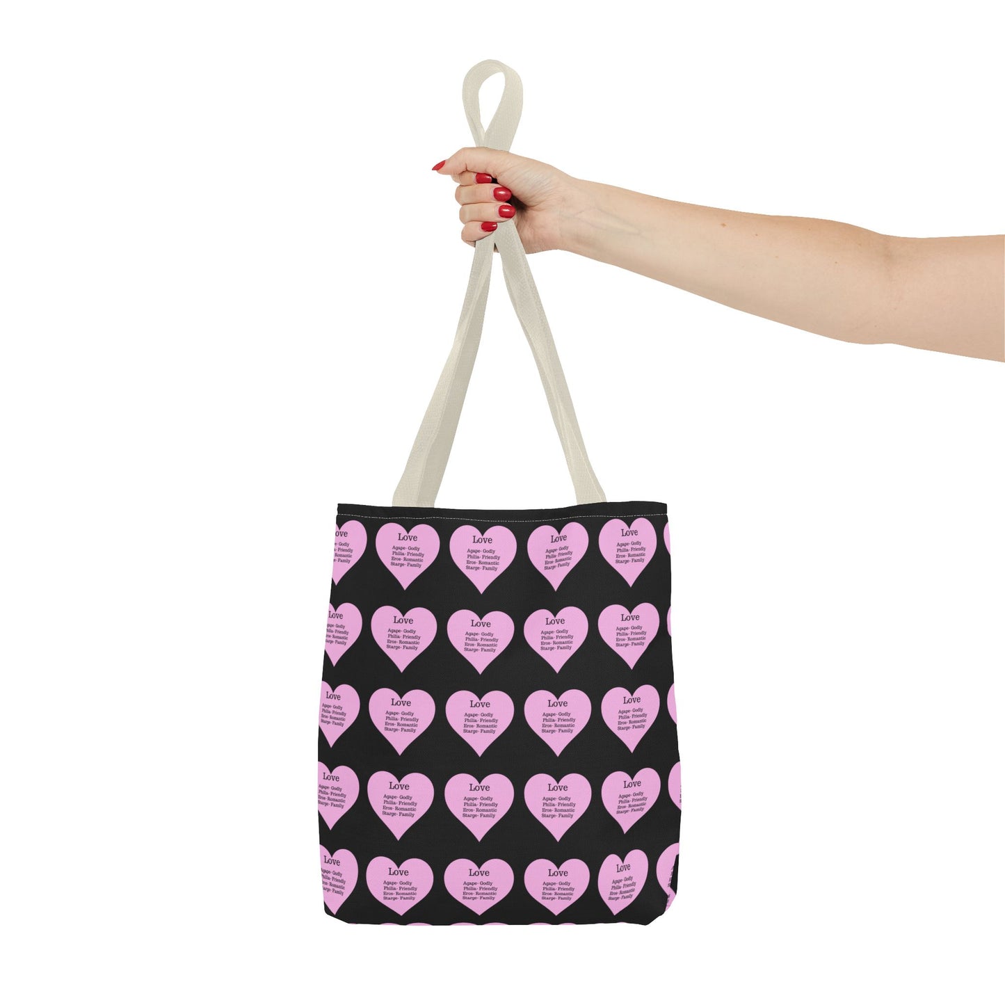 Pink Hearts Tote Bag (Black)