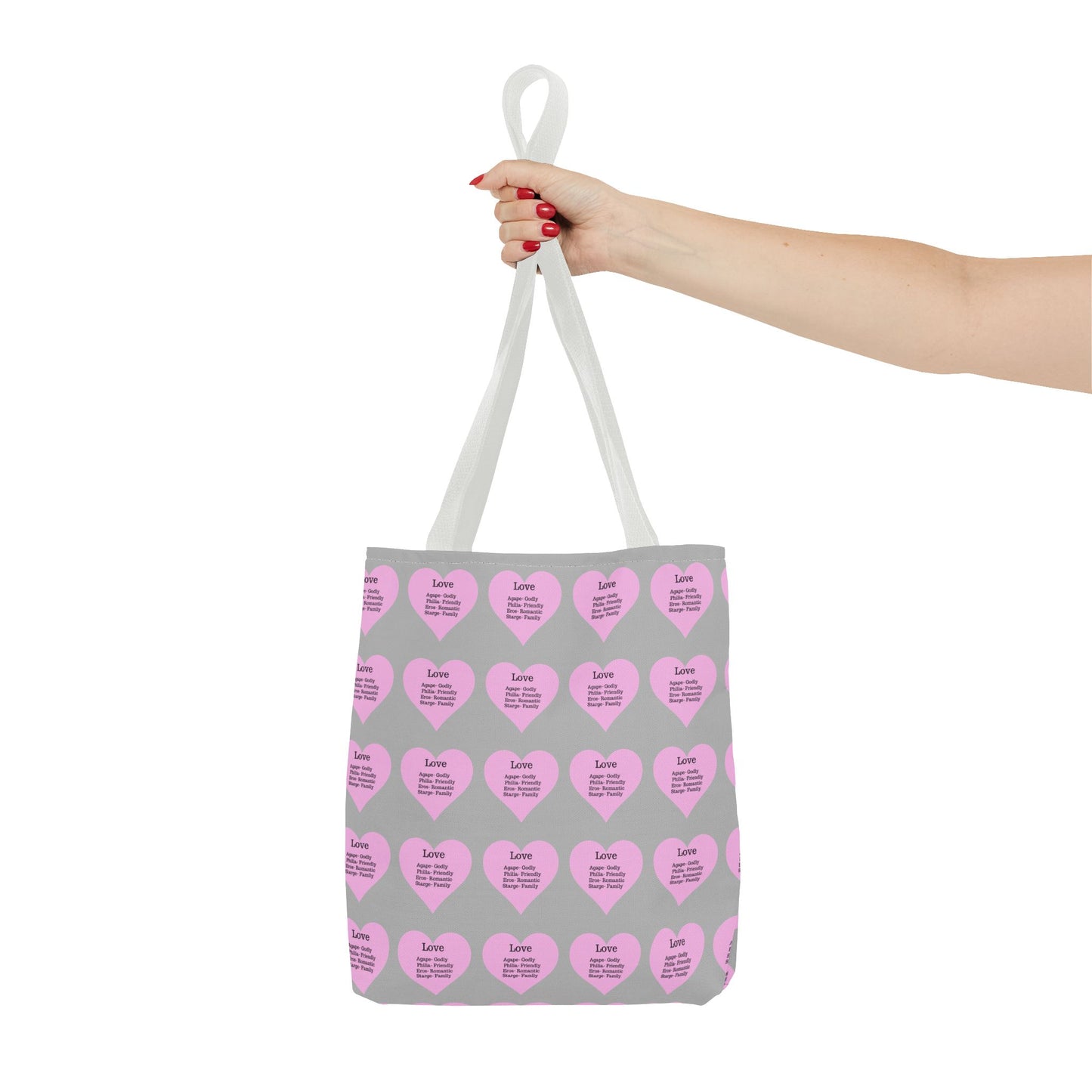 Pink Hearts Tote Bag (Light grey)