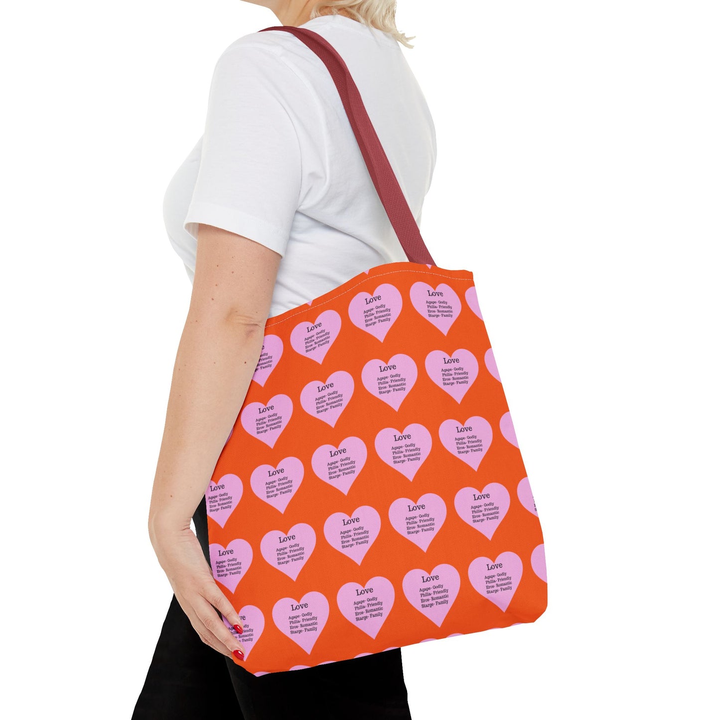 Pink Hearts Tote Bag (Orange)