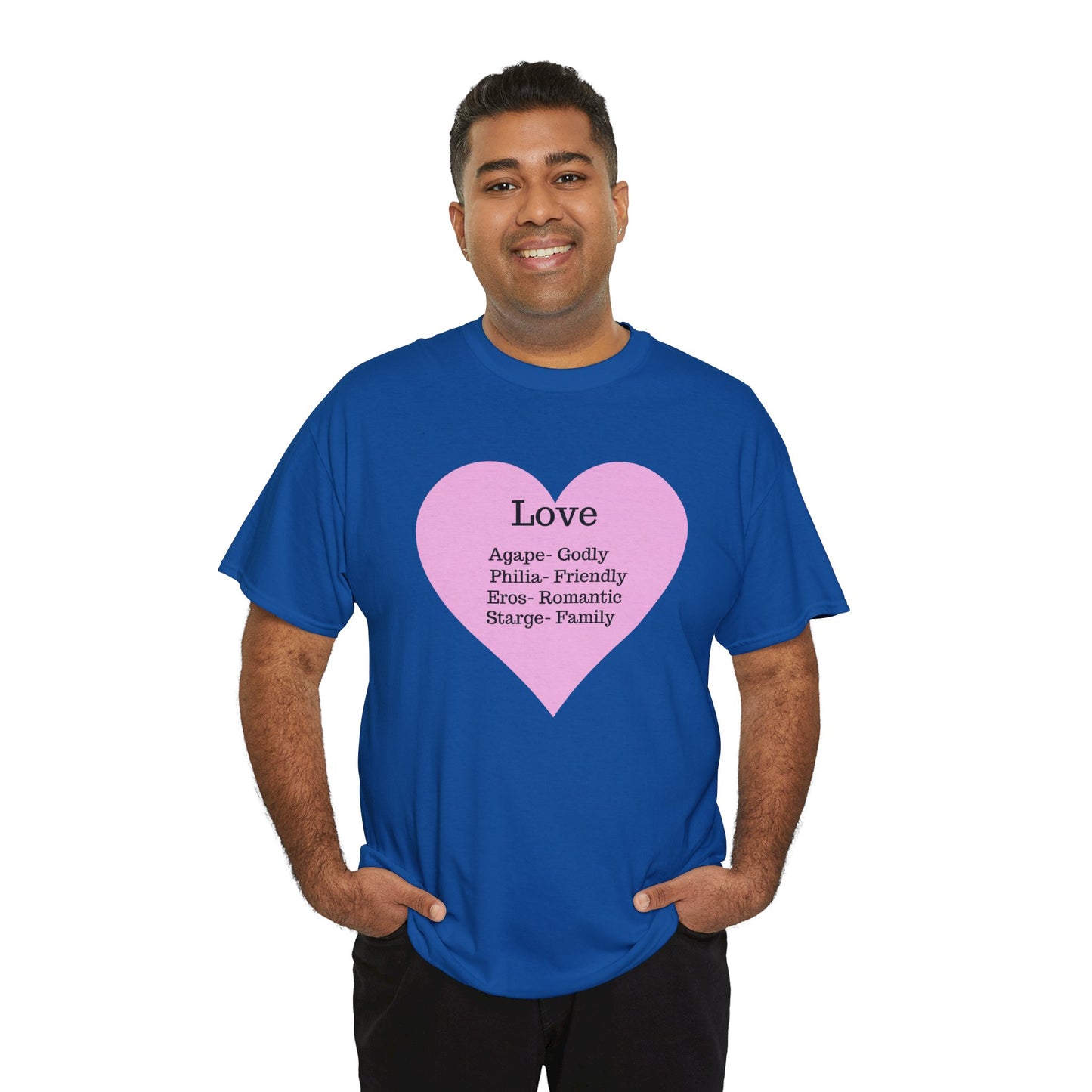 Unisex Love Heart Heavy Cotton T-Shirt - Comfortable Classic Fit Apparel