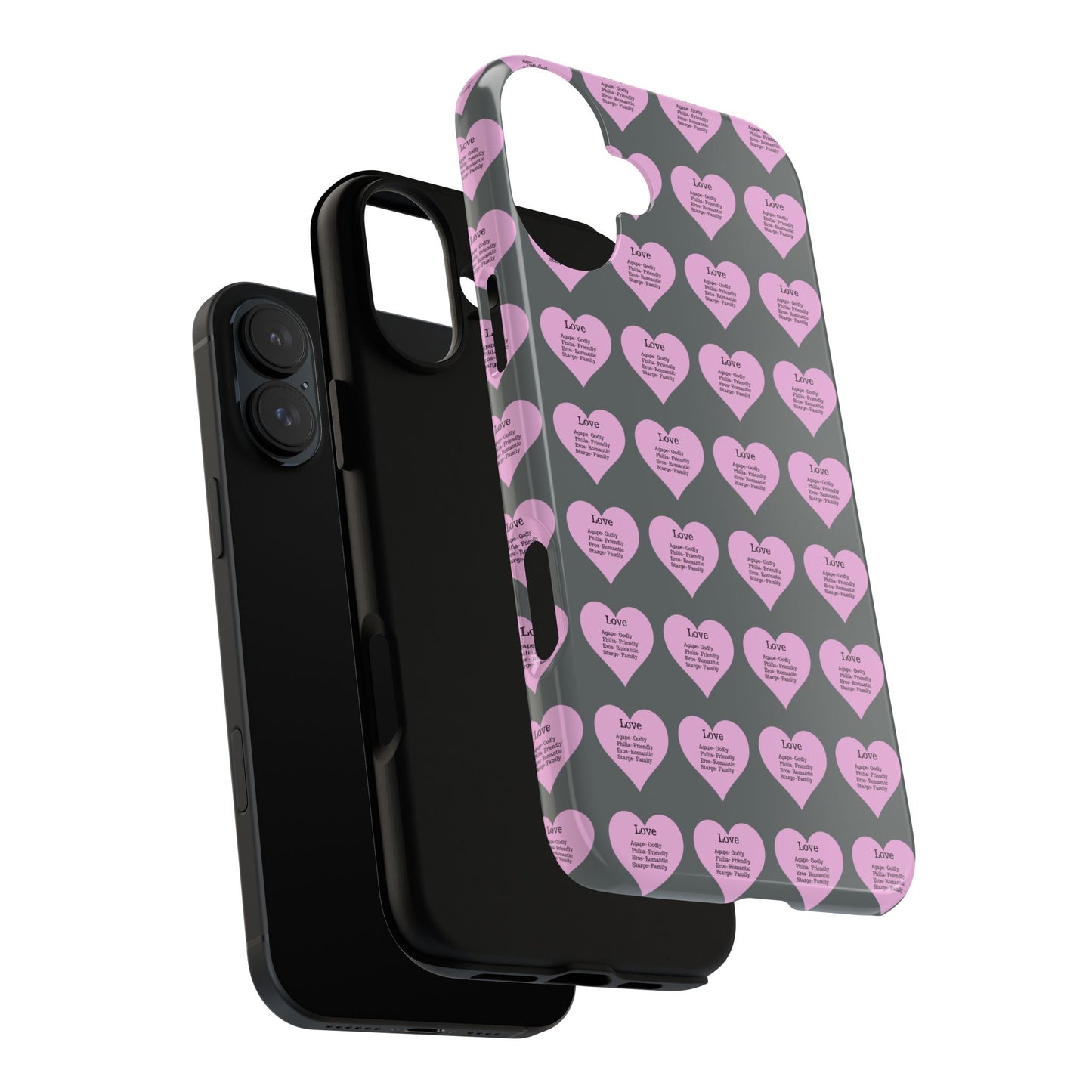 Hearts-A-Flutter Phone Case (iPhone, Google Pixel)(Dark grey)