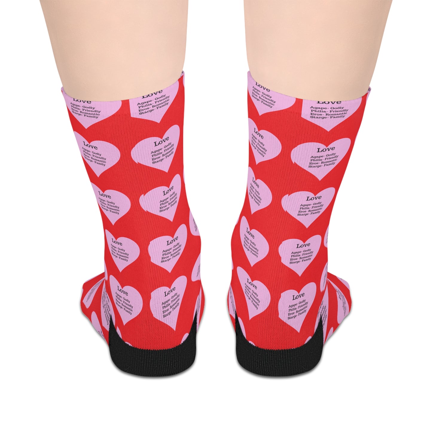 The Love Hearts Mid-Length Socks (Red)