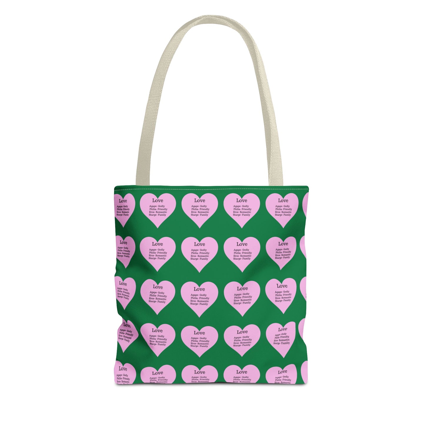 Pink Hearts Tote Bag (Dark green)