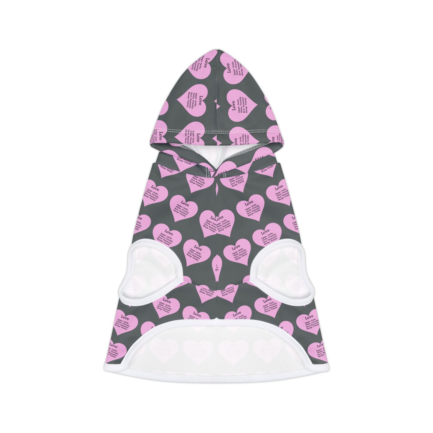 Charming Heart Pet Hoodie Pattern (Dark grey)