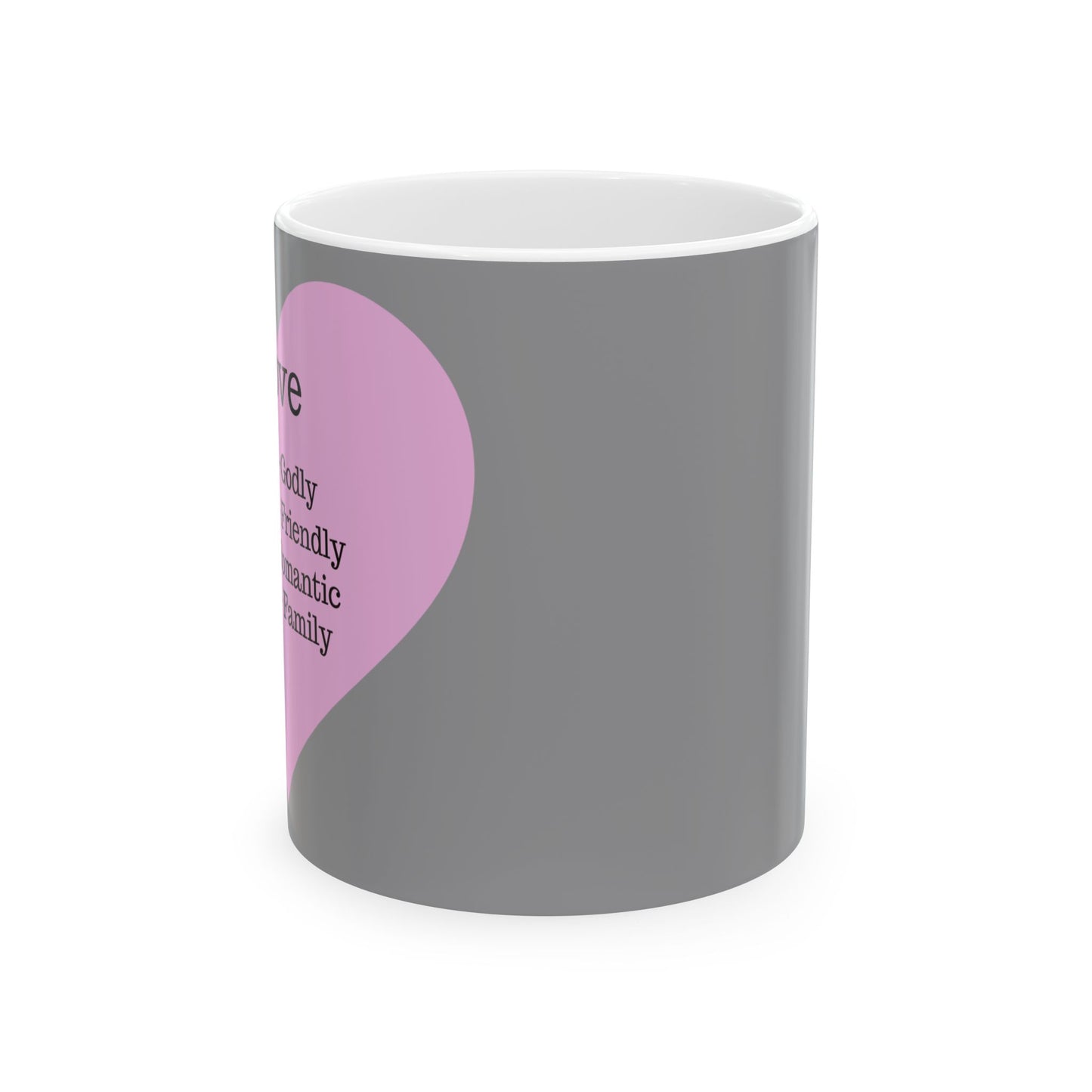 Charming Heart Ceramic Coffee Mug (Grey)