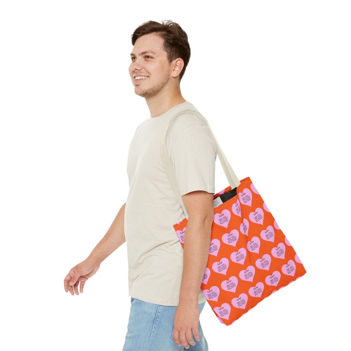 Pink Hearts Tote Bag (Orange)