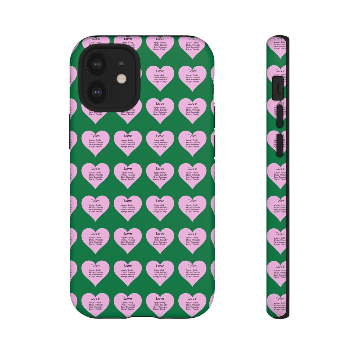 Hearts-A-Flutter Phone Case (iPhone, Google Pixel)(Dark green)