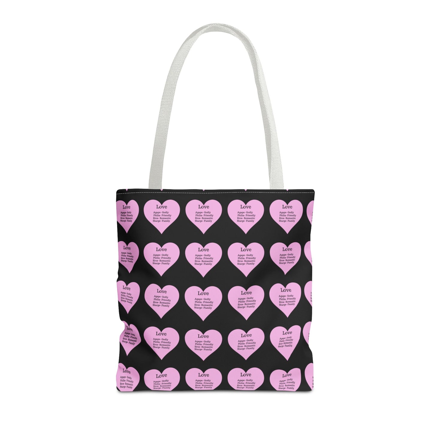 Pink Hearts Tote Bag (Black)