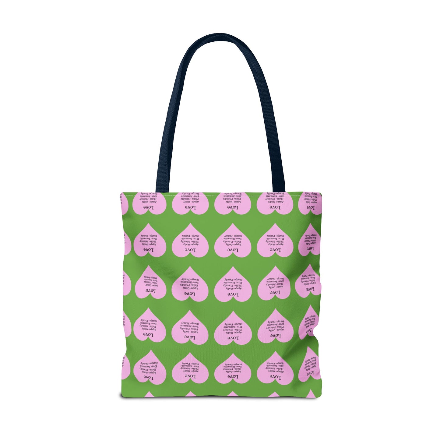 Pink Hearts Tote Bag (Green)