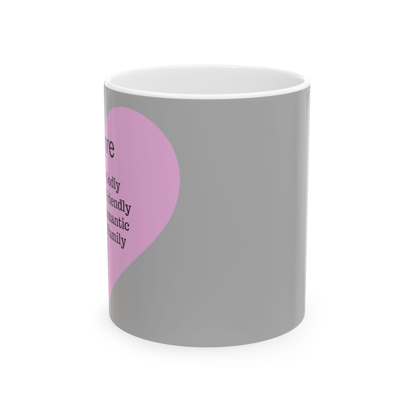 Charming Heart Ceramic Coffee Mug (Light grey)