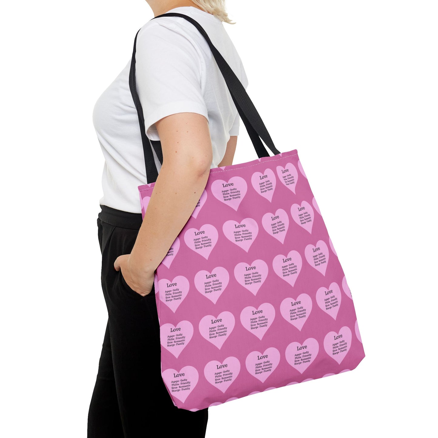 Pink Hearts Tote Bag (Light pink)