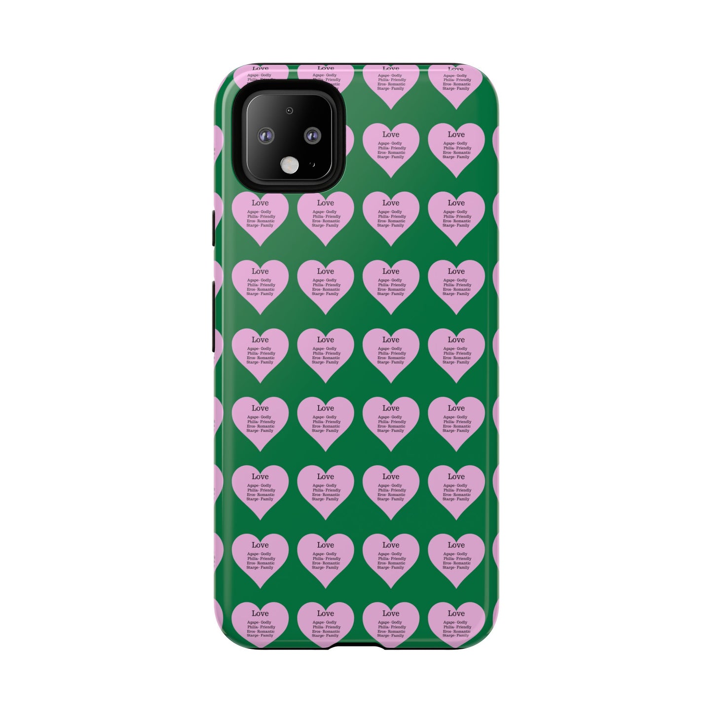 Hearts-A-Flutter Phone Case (iPhone, Google Pixel)(Dark green)