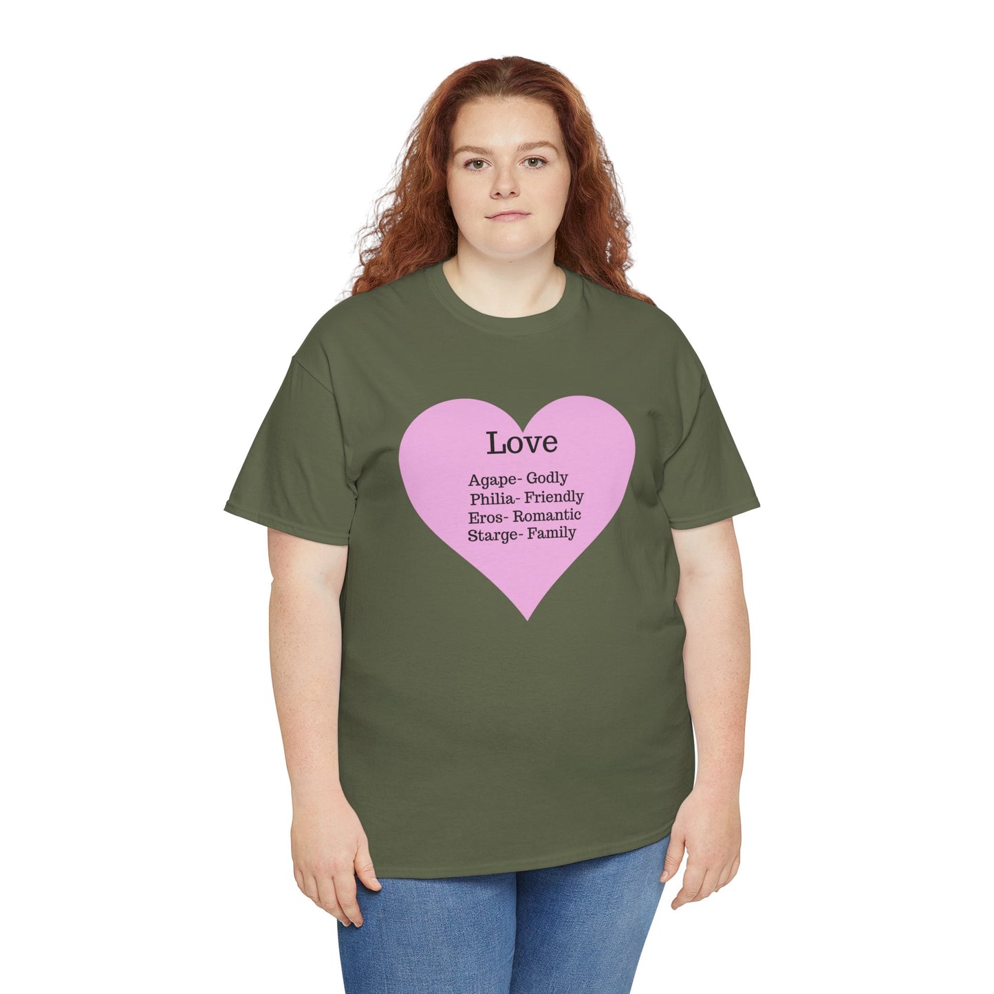 Unisex Love Heart Heavy Cotton T-Shirt - Comfortable Classic Fit Apparel