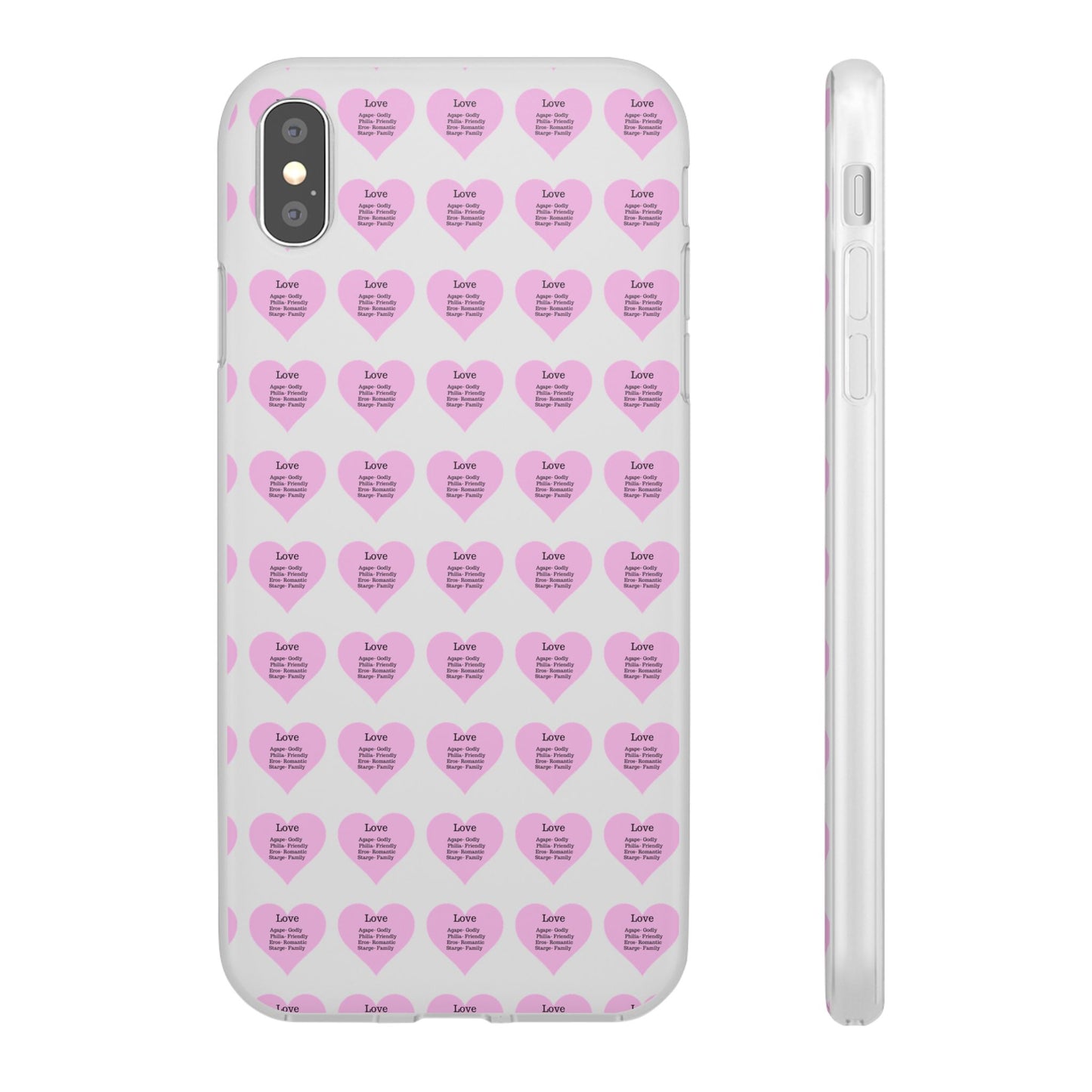 Pink Hearts Transparent Phone Case