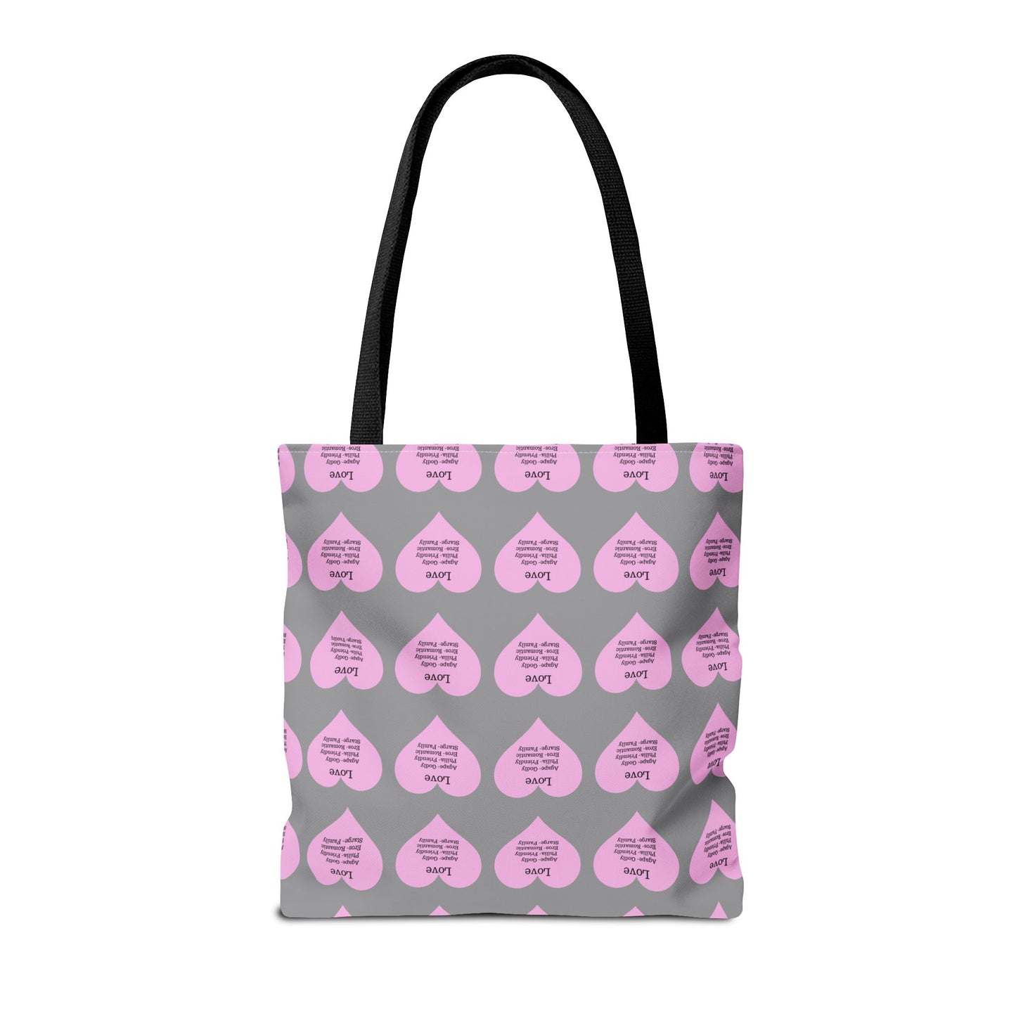 Pink Hearts Tote Bag (Grey)
