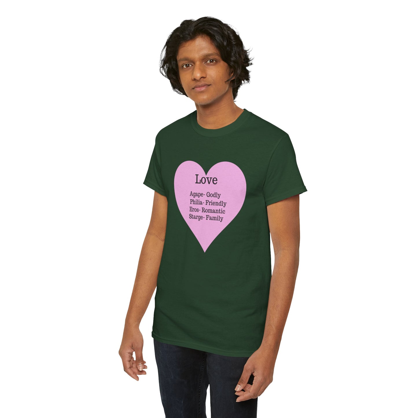 Unisex Love Heart Heavy Cotton T-Shirt - Comfortable Classic Fit Apparel