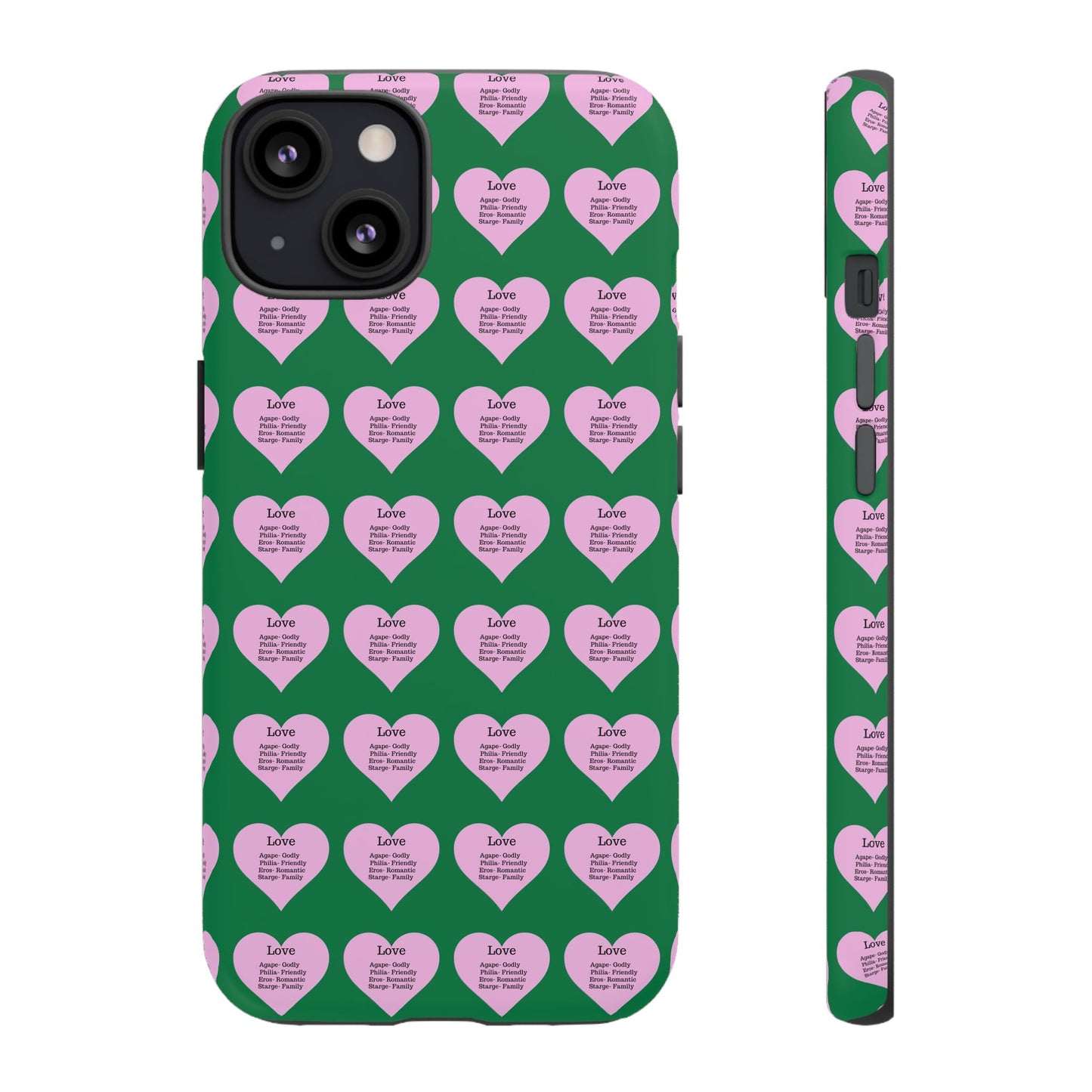 Hearts-A-Flutter Phone Case (iPhone, Google Pixel)(Dark green)