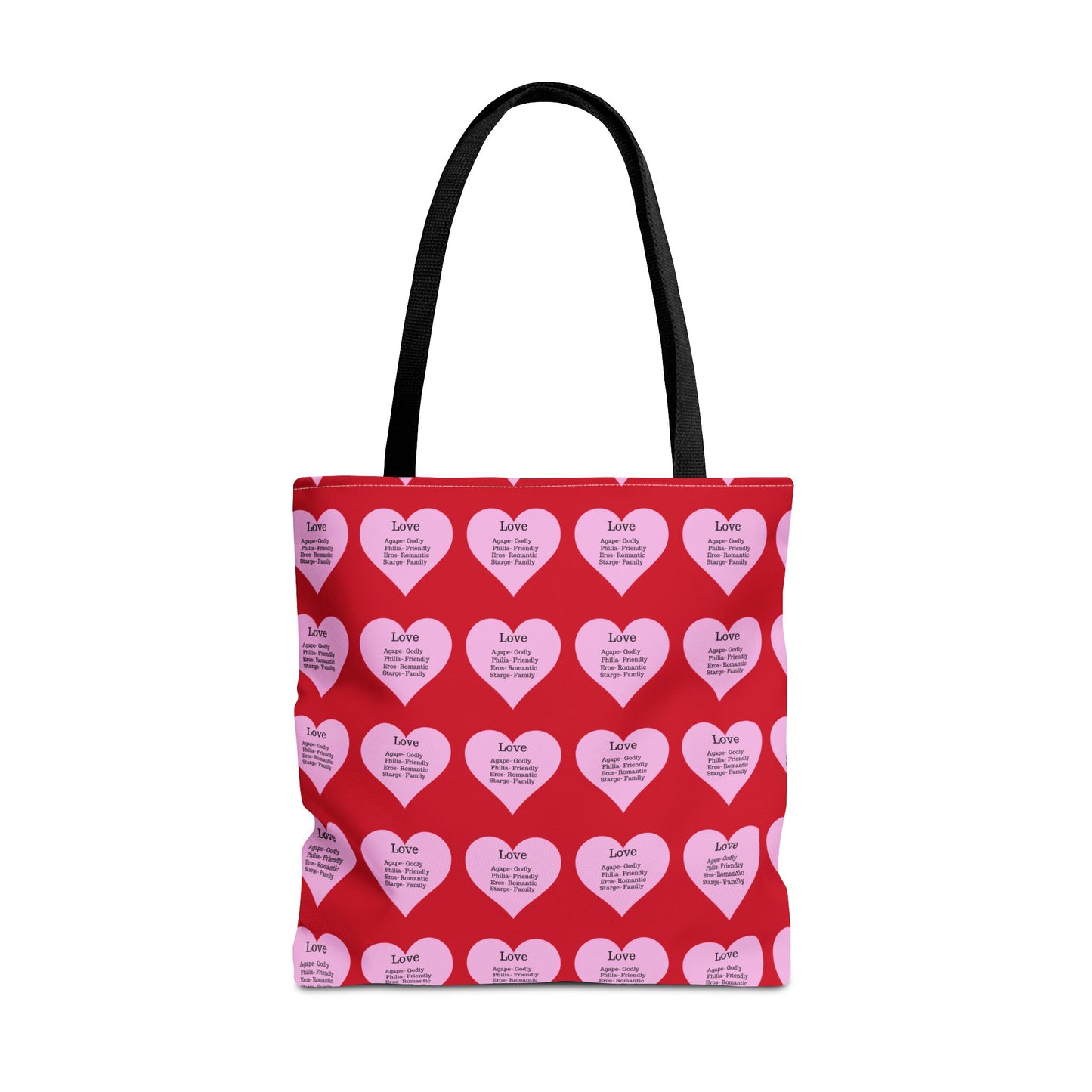 Pink Hearts Tote Bag (Dark red)