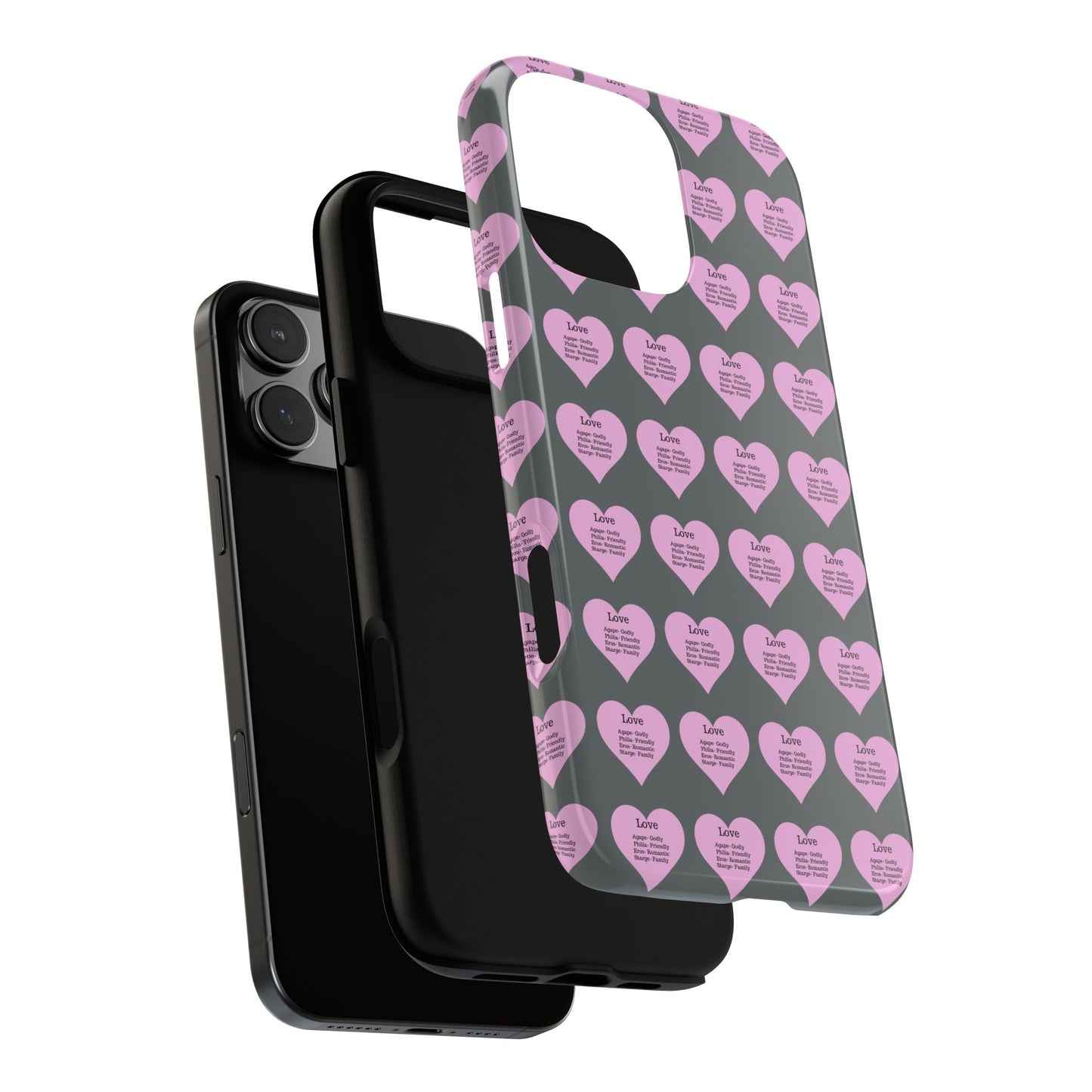 Hearts-A-Flutter Phone Case (iPhone, Google Pixel)(Dark grey)