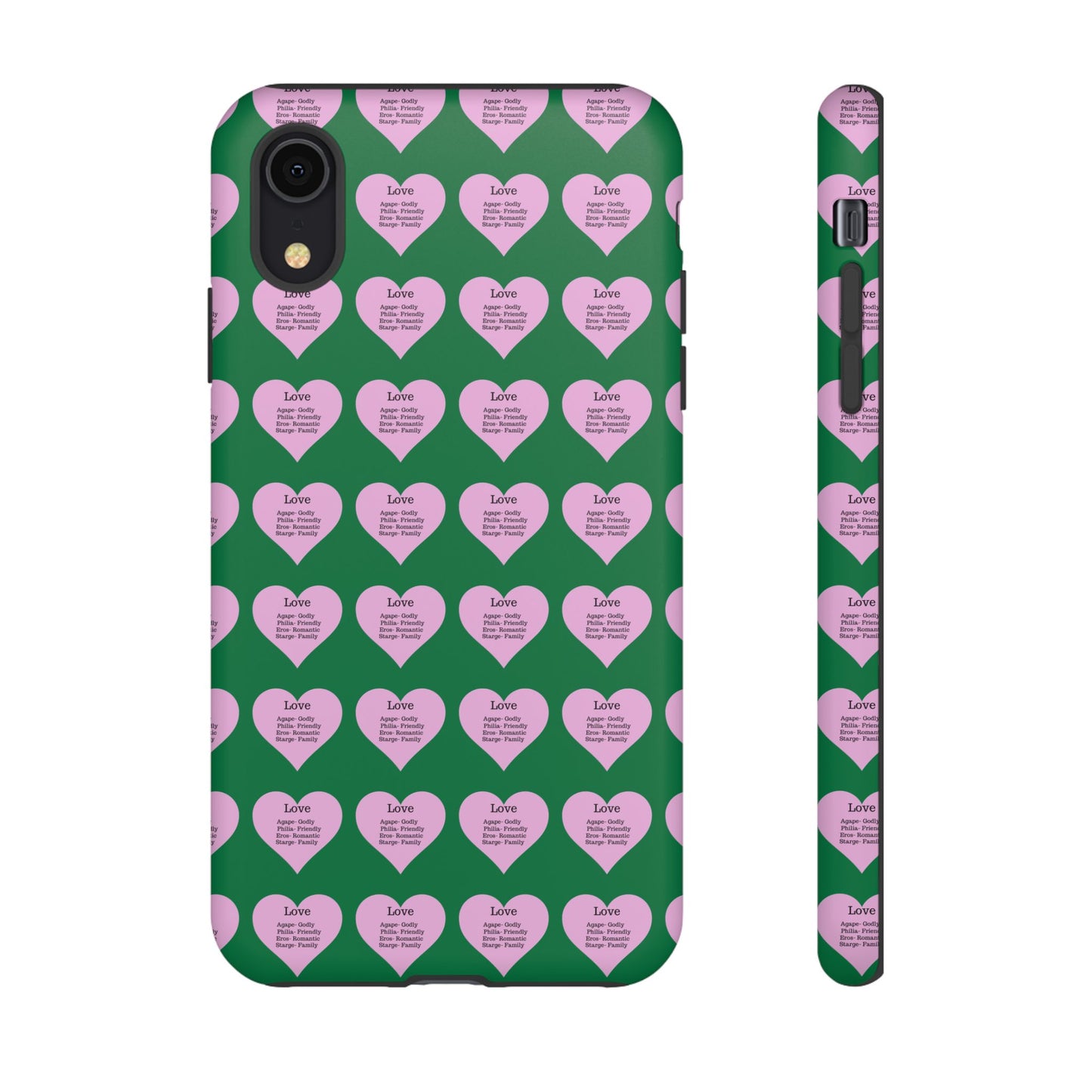 Hearts-A-Flutter Phone Case (iPhone, Google Pixel)(Dark green)