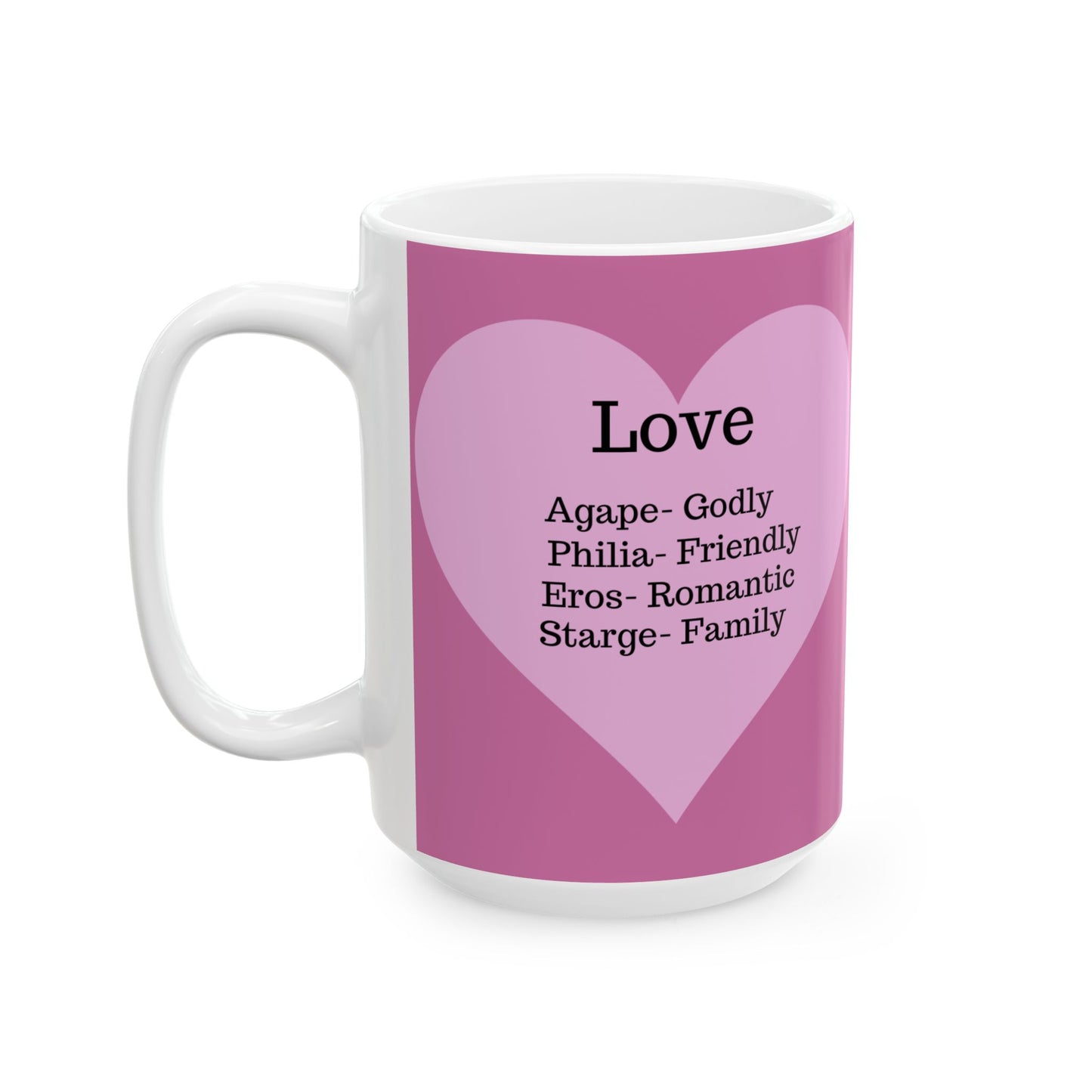 Charming Heart Ceramic Coffee Mug (Light pink)