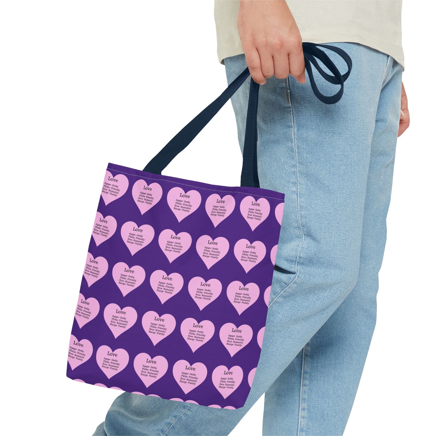 Pink Hearts Tote Bag (Purple)