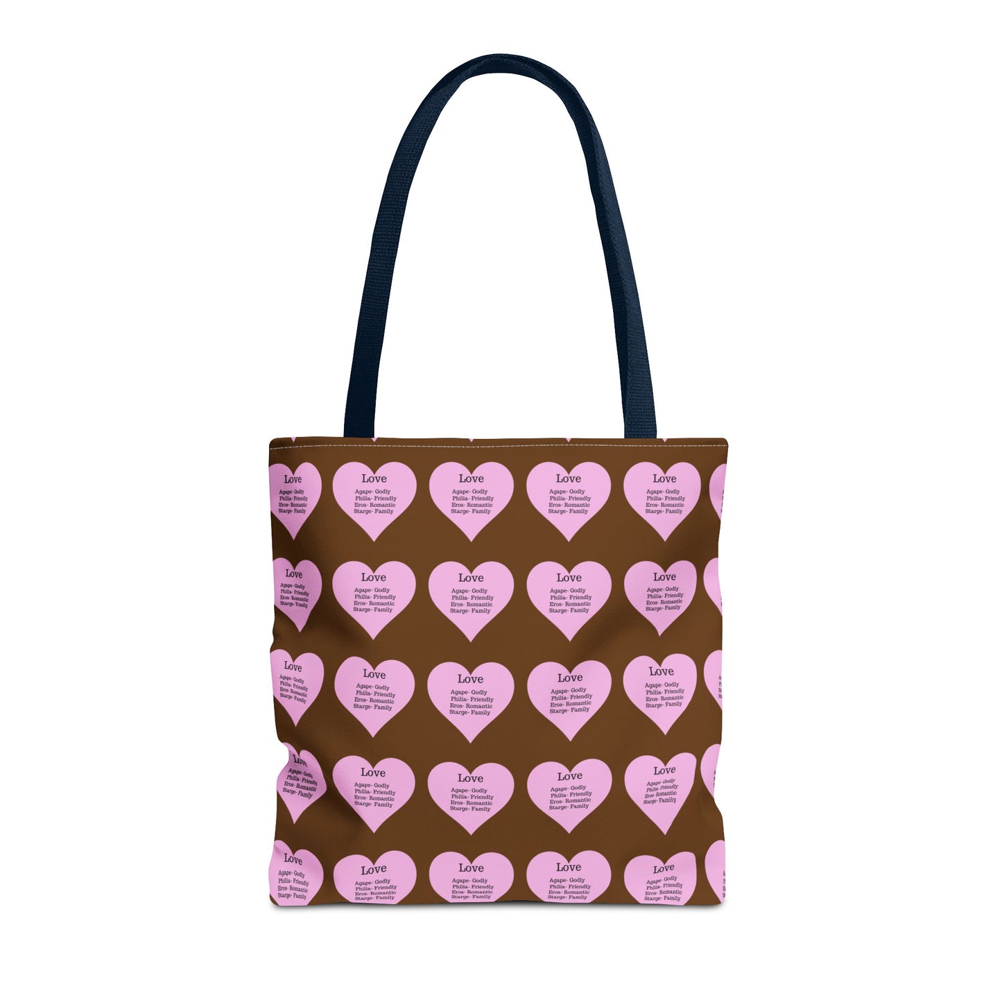 Pink Hearts Tote Bag (Brown)