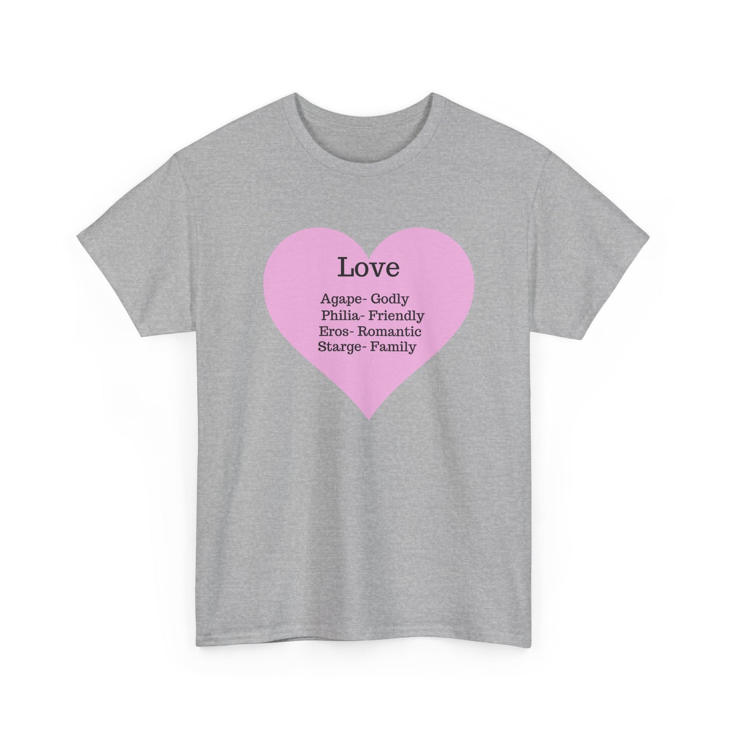 Unisex Love Heart Heavy Cotton T-Shirt - Comfortable Classic Fit Apparel
