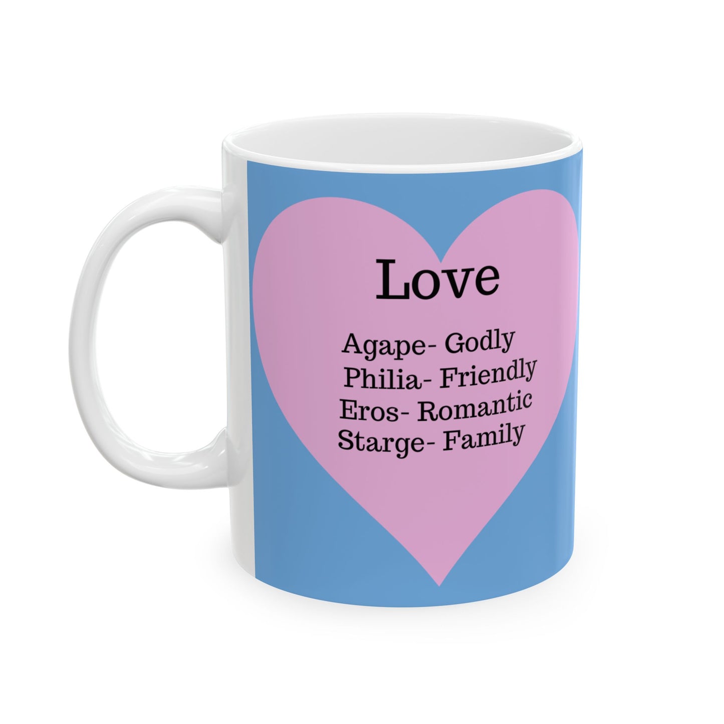 Charming Heart Ceramic Coffee Mug (Light blue)
