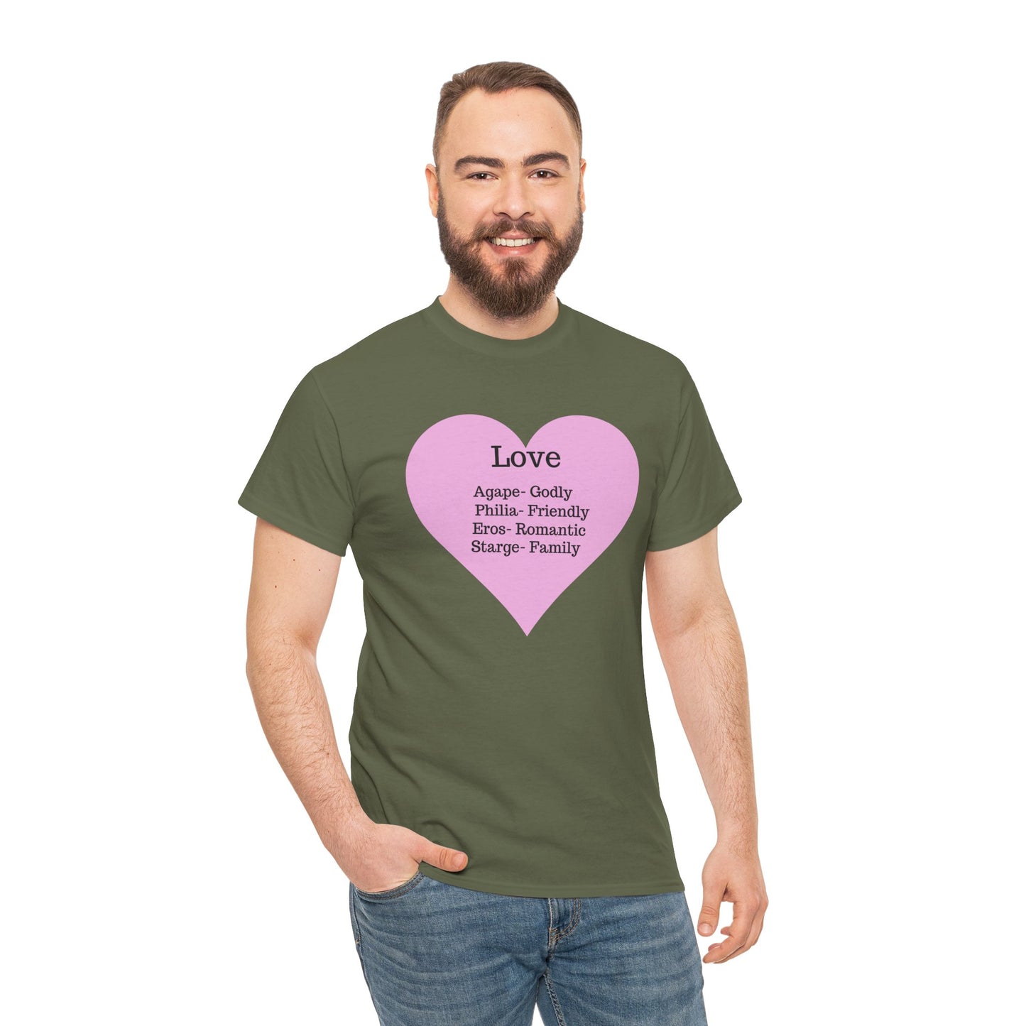 Unisex Love Heart Heavy Cotton T-Shirt - Comfortable Classic Fit Apparel