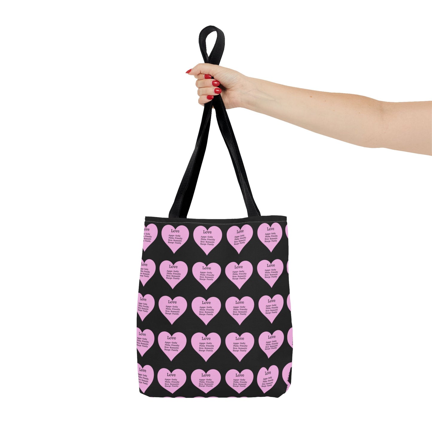 Pink Hearts Tote Bag (Black)