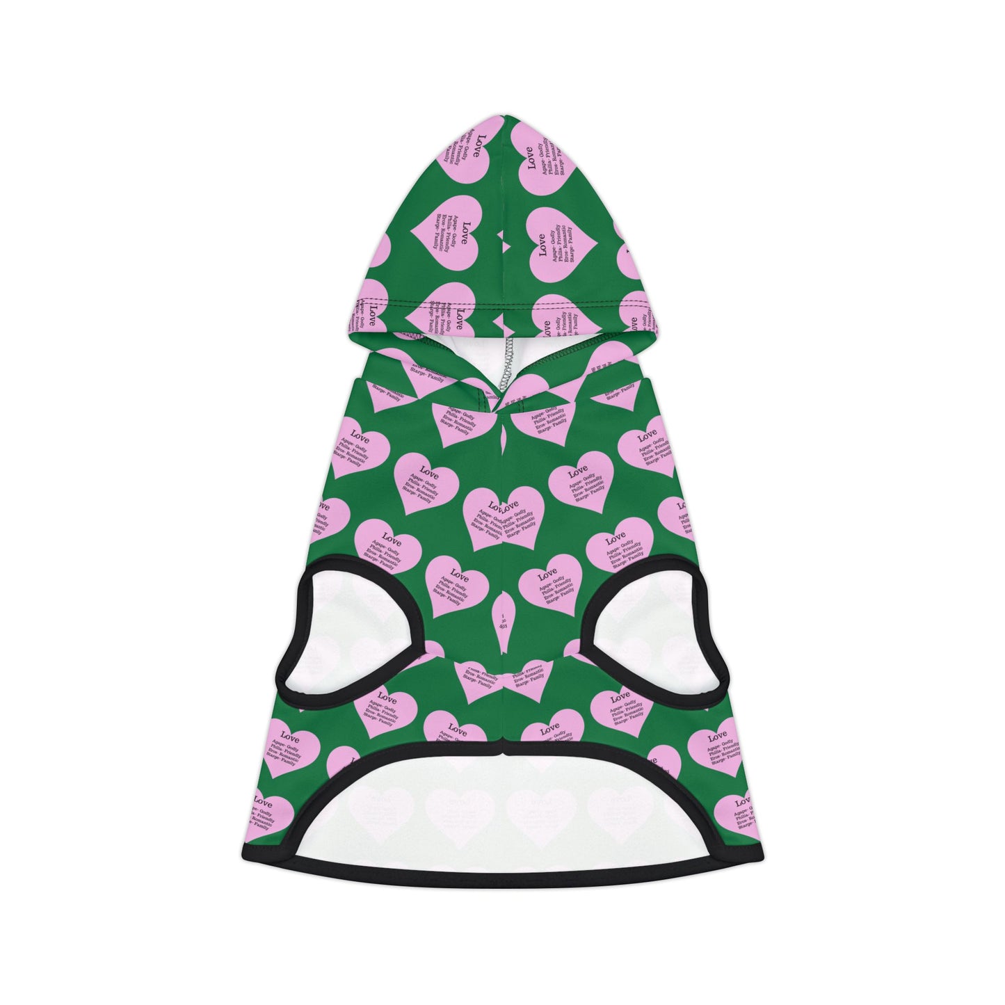Charming Heart Pet Hoodie Pattern (Dark green)
