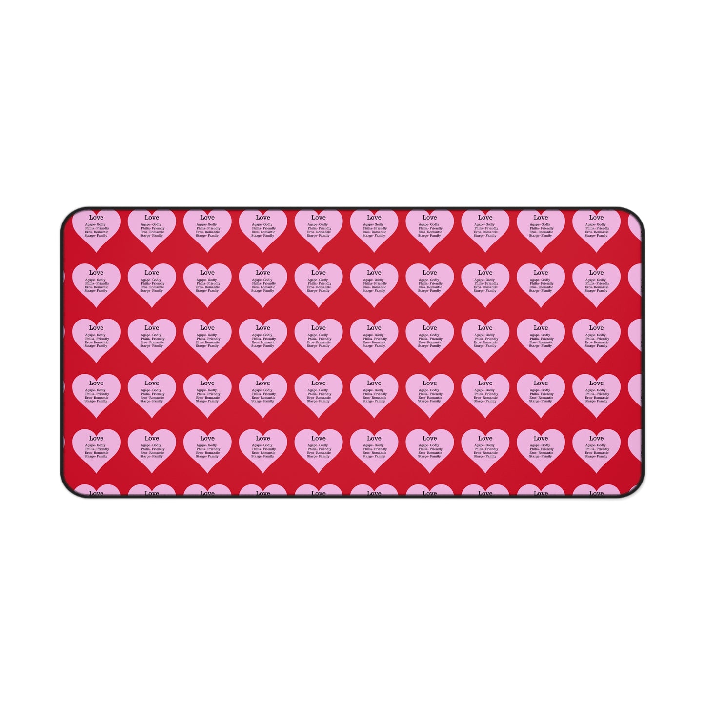 Love Hearts Desk Mat (Dark red)