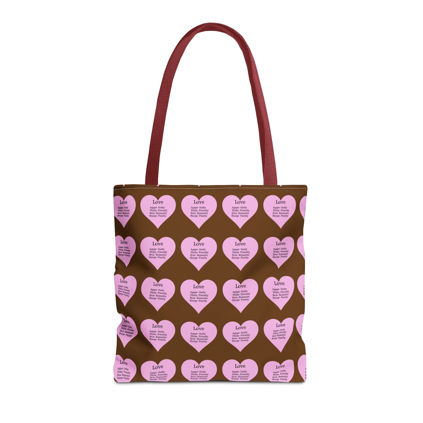 Pink Hearts Tote Bag (Brown)
