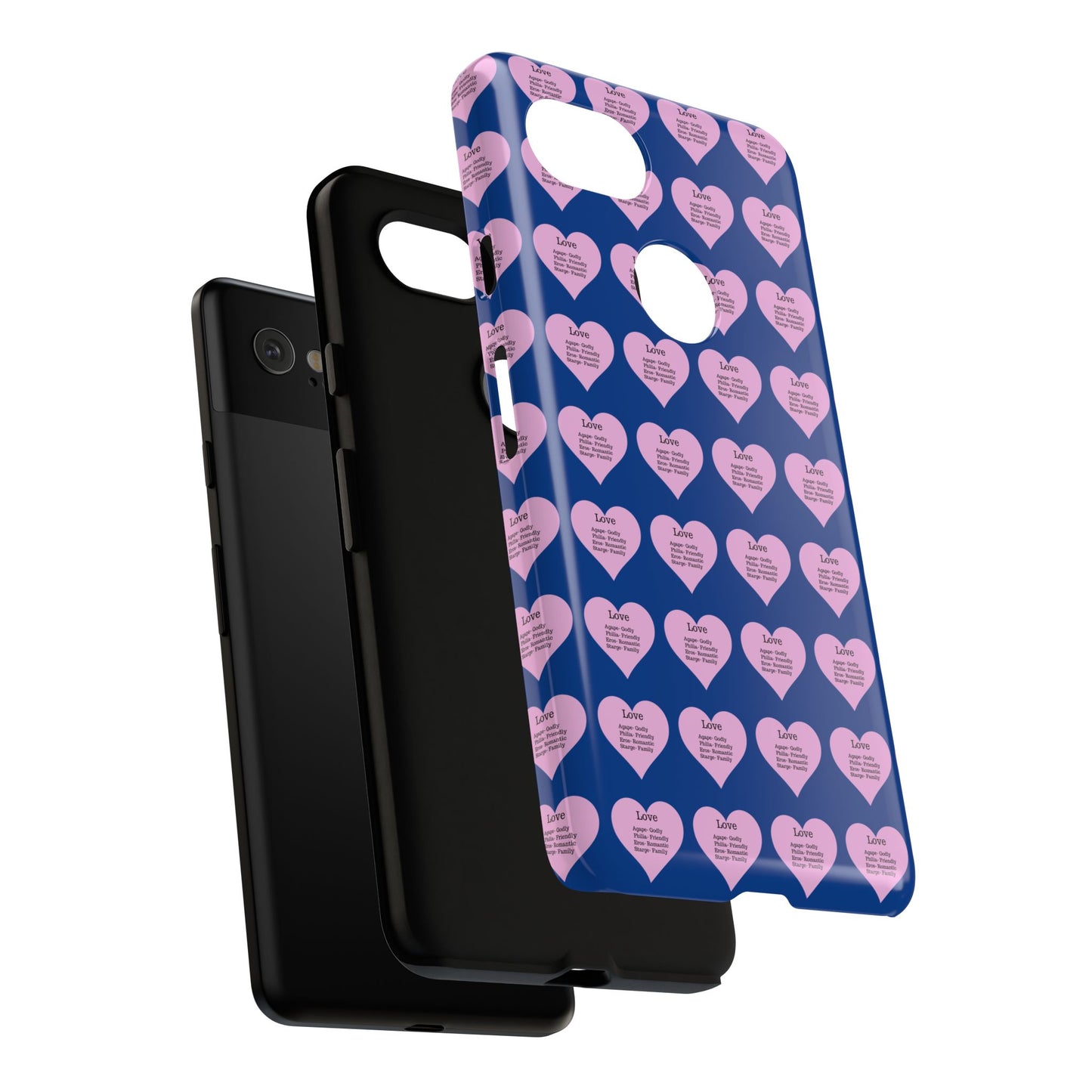 Hearts-A-Flutter Phone Case (iPhone, Google Pixel)(Dark blue)