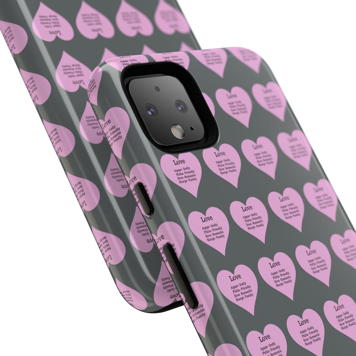 Hearts-A-Flutter Phone Case (iPhone, Google Pixel)(Dark grey)