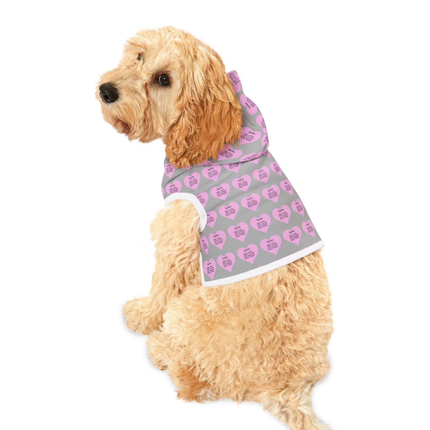 Charming Heart Pet Hoodie Pattern (Light grey)
