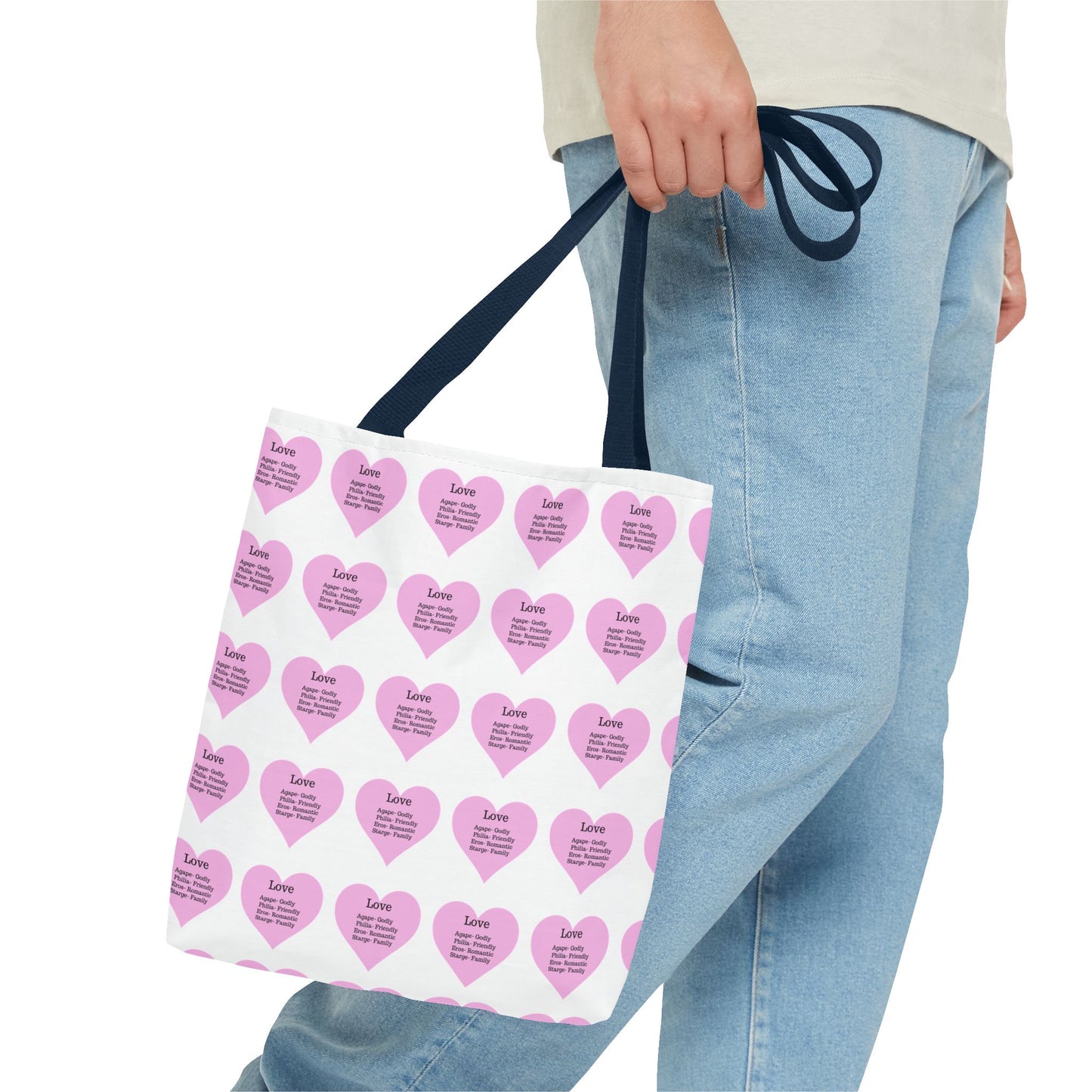 Pink Hearts Tote Bag (White)