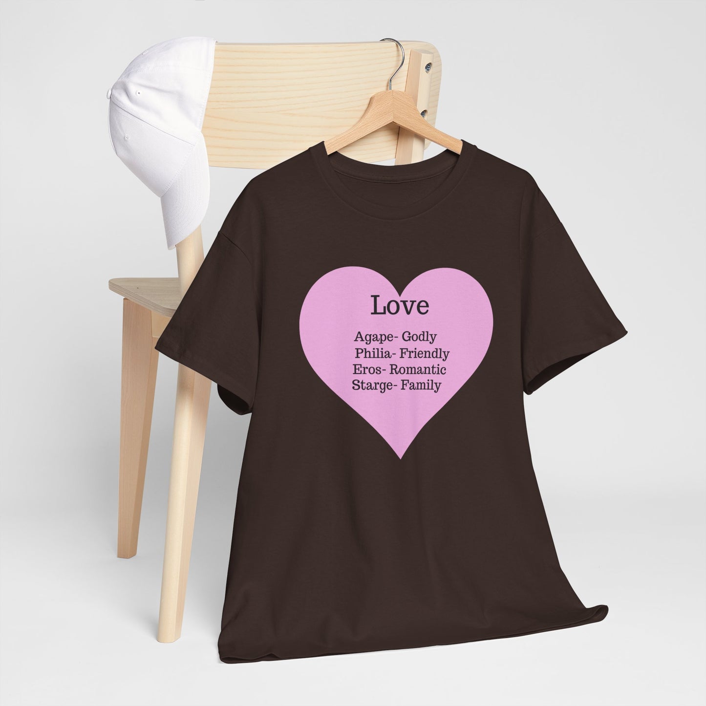 Unisex Love Heart Heavy Cotton T-Shirt - Comfortable Classic Fit Apparel