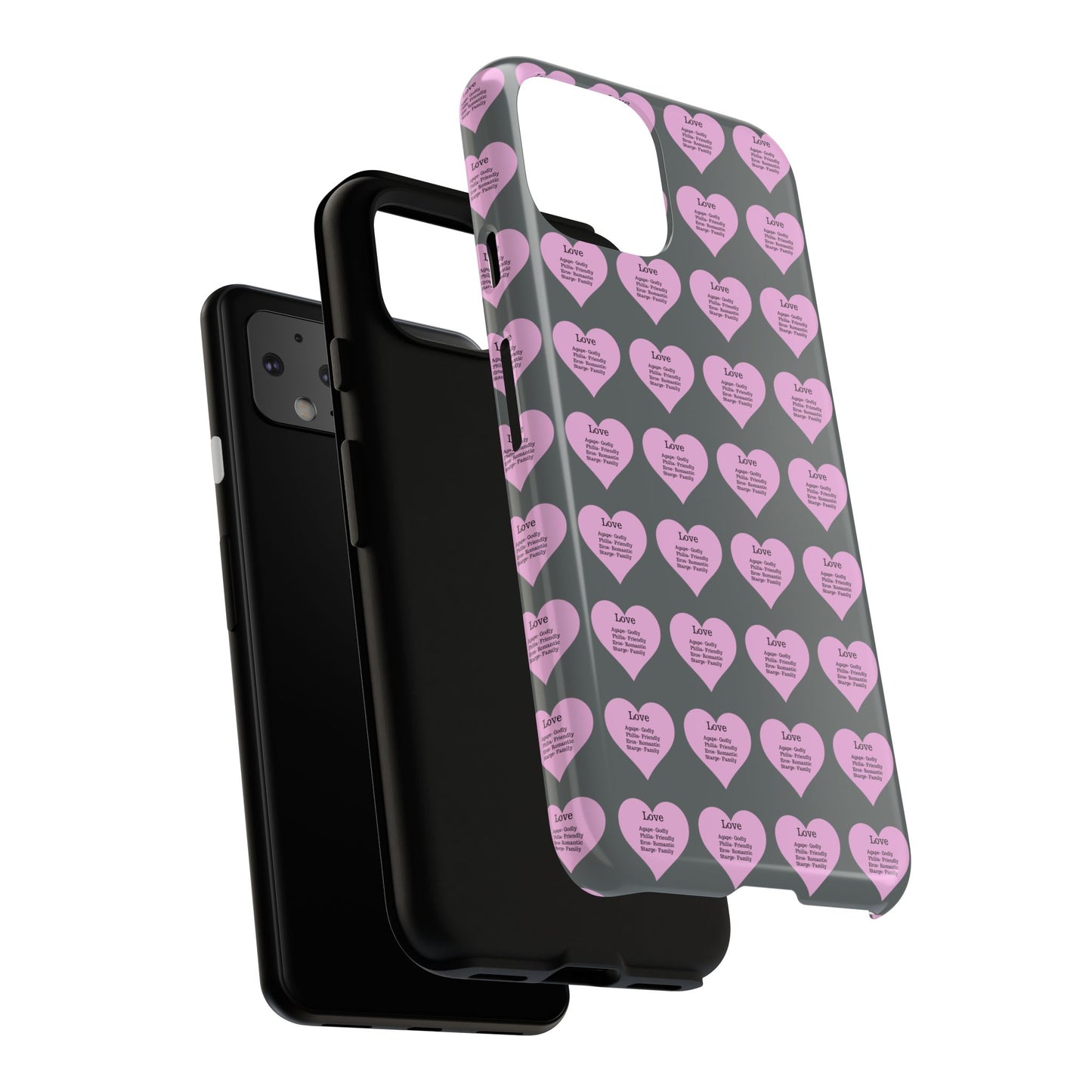 Hearts-A-Flutter Phone Case (iPhone, Google Pixel)(Dark grey)