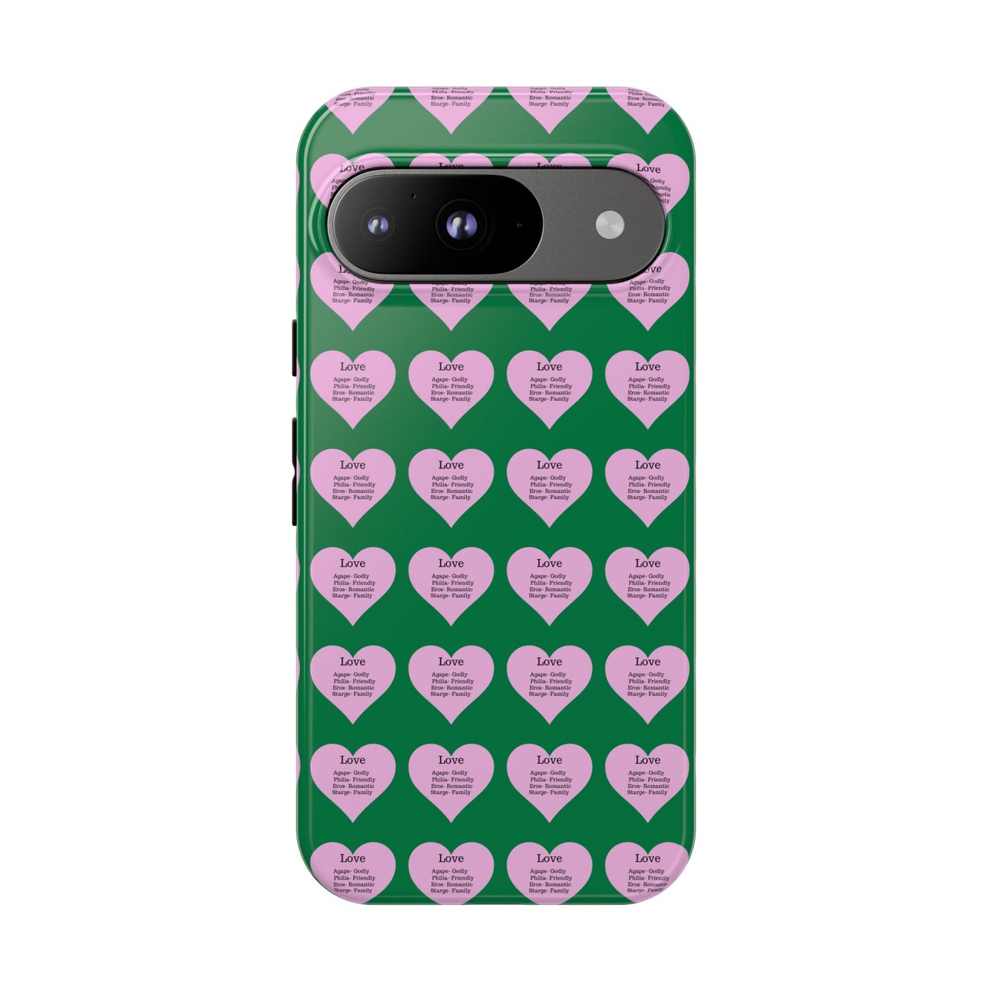 Hearts-A-Flutter Phone Case (iPhone, Google Pixel)(Dark green)