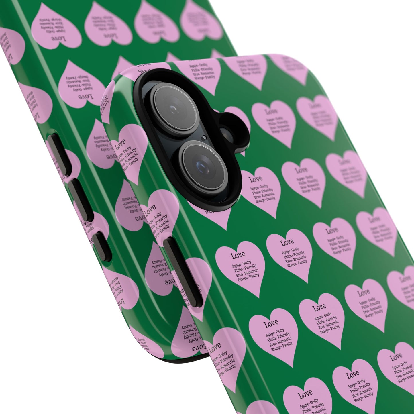 Hearts-A-Flutter Phone Case (iPhone, Google Pixel)(Dark green)