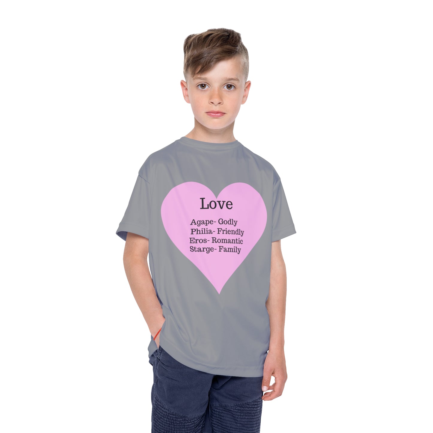 Types of Love Heart Kids Performance Jersey (Grey)
