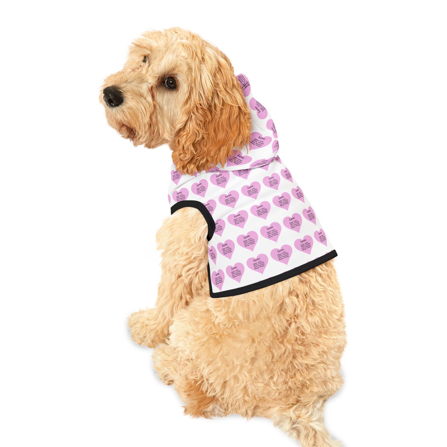 Charming Heart Pet Hoodie Pattern (White)