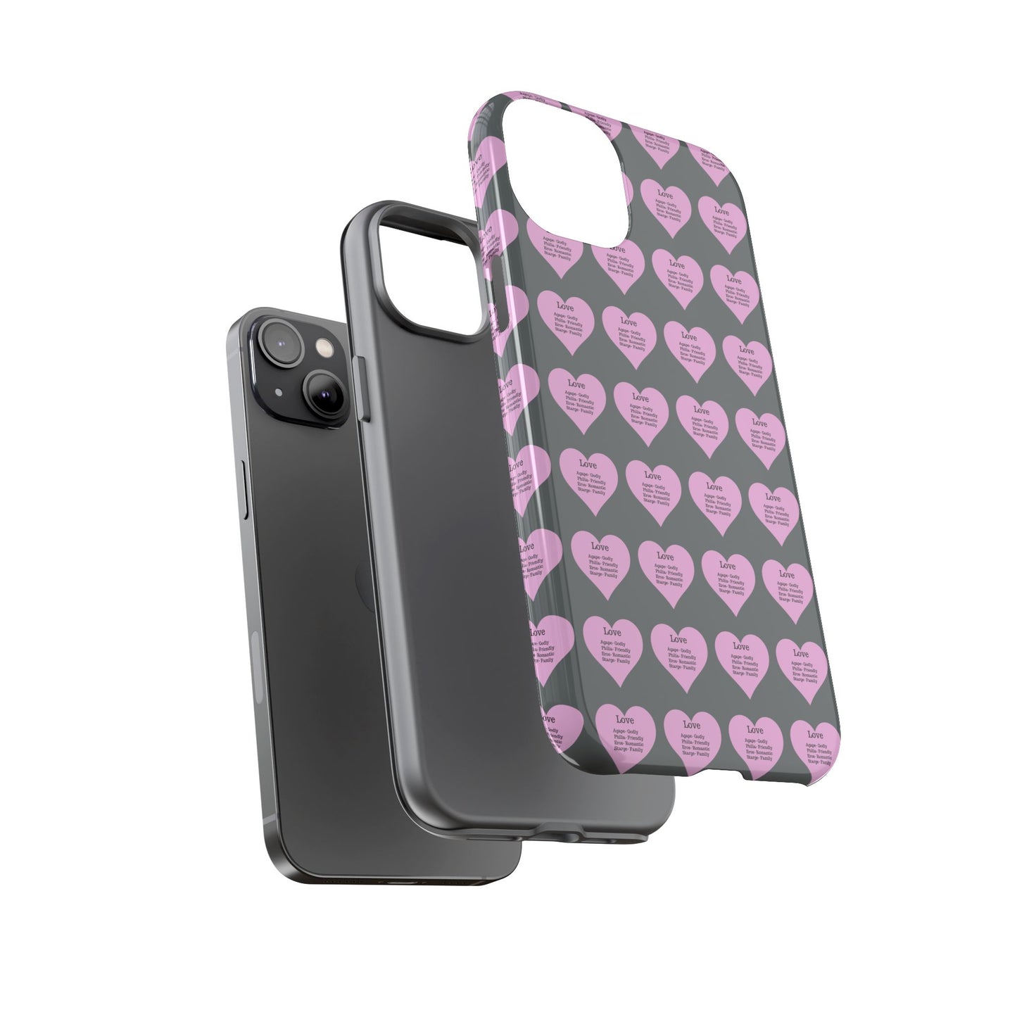 Hearts-A-Flutter Phone Case (iPhone, Google Pixel)(Dark grey)